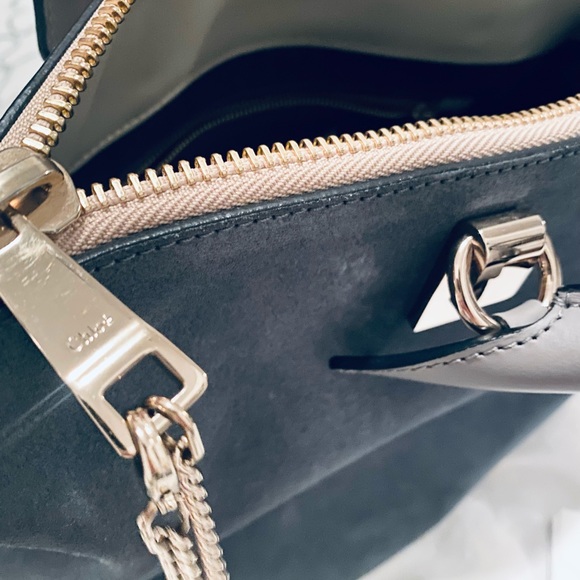 Rare and unique Chloe Medium Baylee Tote - pretty blue suede/calf leather - Picture 3 of 8